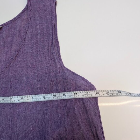 (L) Flax Linen Tunic Dress Purple - Picture 4 of 7
